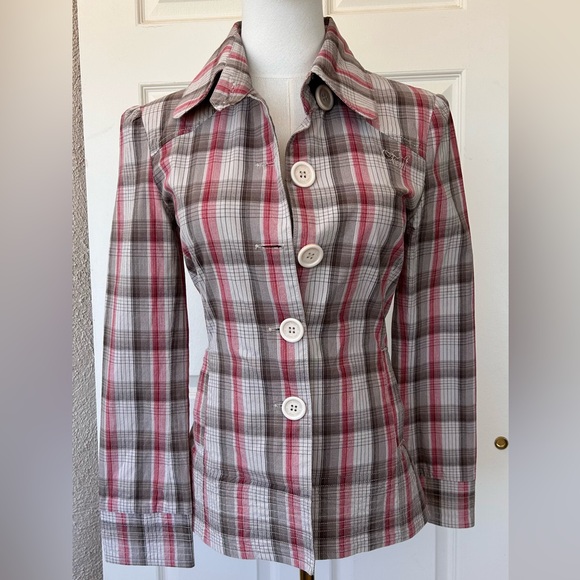 O’Neill Women’s Plaid Jacket Chunky Buttons Size‎ Medium - Picture 1 of 15